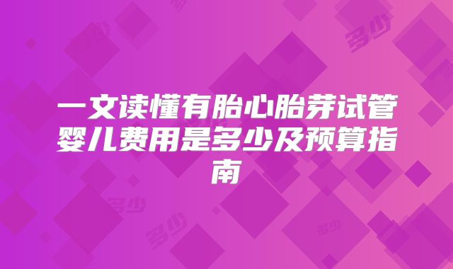 一文读懂有胎心胎芽试管婴儿费用是多少及预算指南