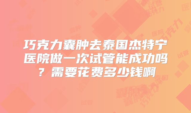 巧克力囊肿去泰国杰特宁医院做一次试管能成功吗？需要花费多少钱啊