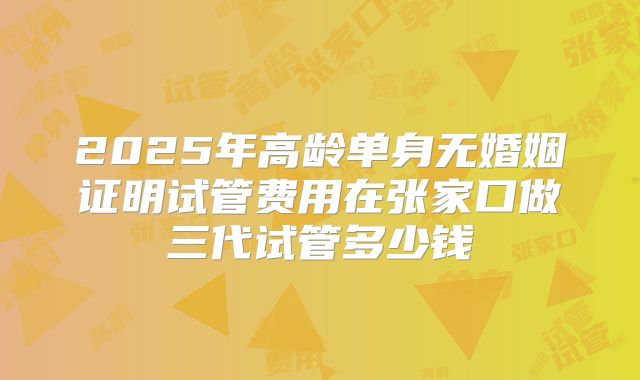 2025年高龄单身无婚姻证明试管费用在张家口做三代试管多少钱