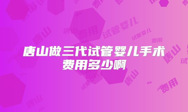 唐山做三代试管婴儿手术费用多少啊