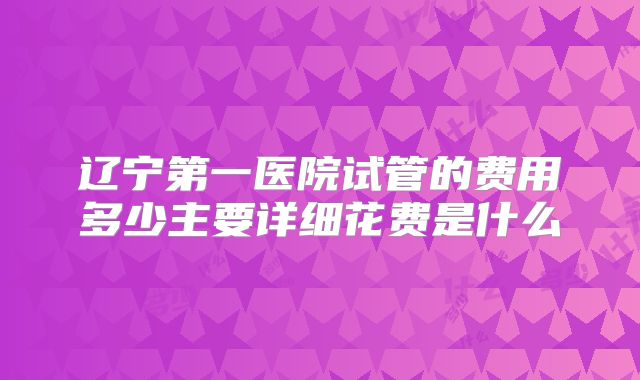 辽宁第一医院试管的费用多少主要详细花费是什么