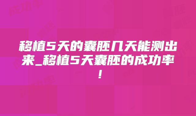 移植5天的囊胚几天能测出来_移植5天囊胚的成功率!