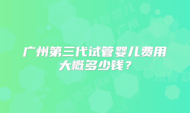广州第三代试管婴儿费用大概多少钱？