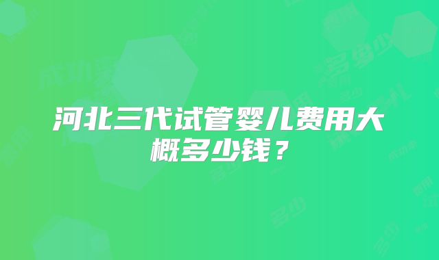 河北三代试管婴儿费用大概多少钱？
