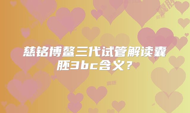慈铭博鳌三代试管解读囊胚3bc含义？