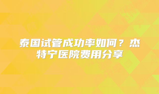 泰国试管成功率如何?杰特宁医院费用分享