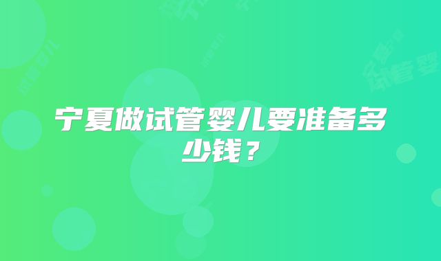 宁夏做试管婴儿要准备多少钱？