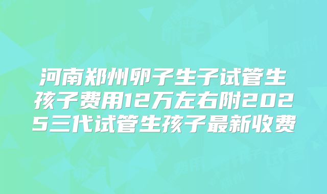 河南郑州卵子生子试管生孩子费用12万左右附2025三代试管生孩子最新收费