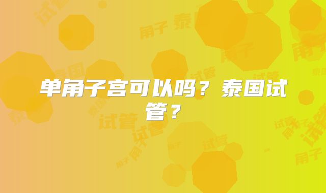 单角子宫可以吗？泰国试管？