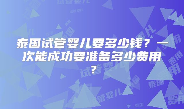 泰国试管婴儿要多少钱?一次能成功要准备多少费用?