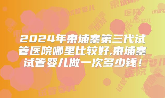 2024年柬埔寨第三代试管医院哪里比较好,柬埔寨试管婴儿做一次多少钱!