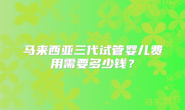 马来西亚三代试管婴儿费用需要多少钱?