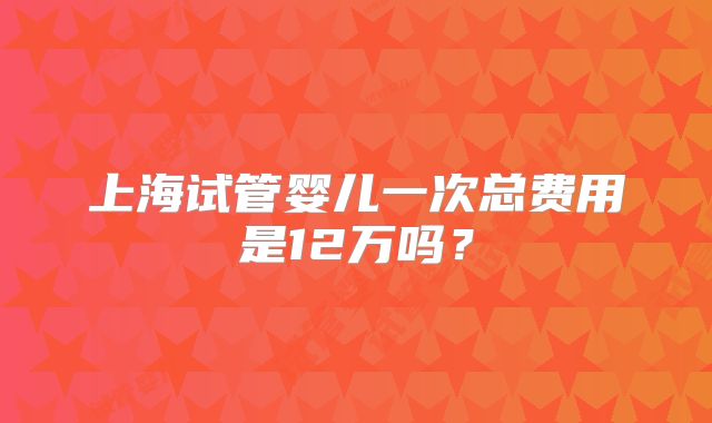 上海试管婴儿一次总费用是12万吗?