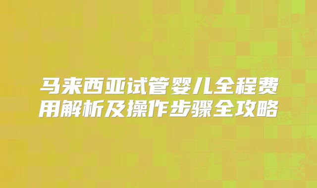 马来西亚试管婴儿全程费用解析及操作步骤全攻略
