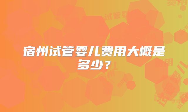 宿州试管婴儿费用大概是多少？