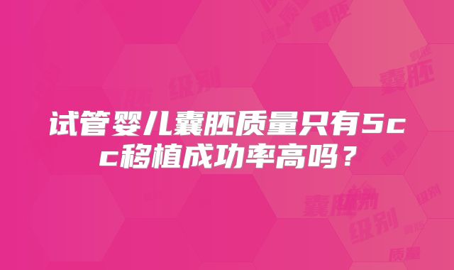 试管婴儿囊胚质量只有5cc移植成功率高吗？