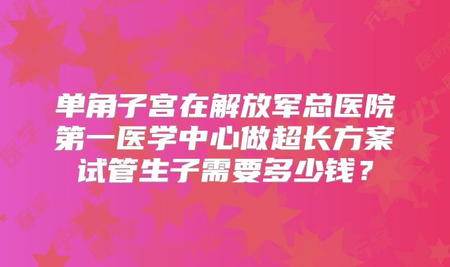 单角子宫在解放军总医院第一医学中心做超长方案试管生子需要多少钱？