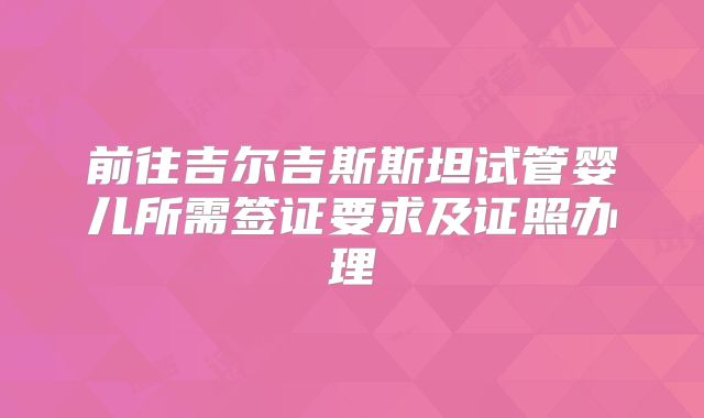 前往吉尔吉斯斯坦试管婴儿所需签证要求及证照办理