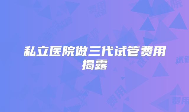 私立医院做三代试管费用揭露