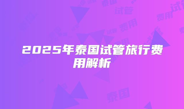 2025年泰国试管旅行费用解析