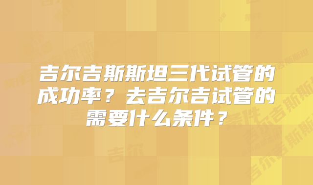 吉尔吉斯斯坦三代试管的成功率？去吉尔吉试管的需要什么条件？