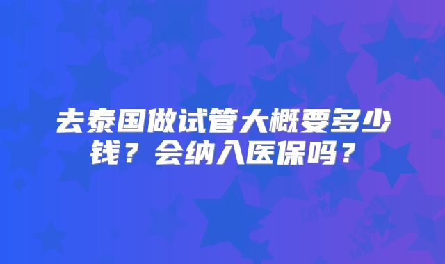 去泰国做试管大概要多少钱？会纳入医保吗？