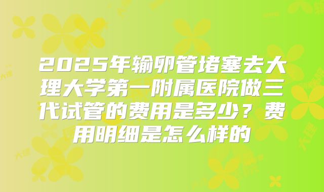2025年输卵管堵塞去大理大学第一附属医院做三代试管的费用是多少?费用明细是怎么样的