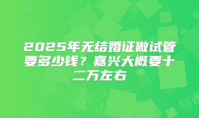 2025年无结婚证做试管要多少钱？嘉兴大概要十二万左右