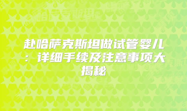 赴哈萨克斯坦做试管婴儿：详细手续及注意事项大揭秘