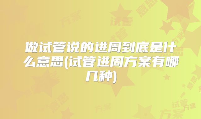 做试管说的进周到底是什么意思(试管进周方案有哪几种)
