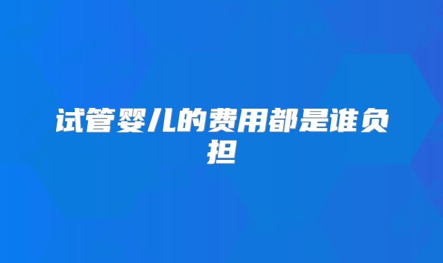 试管婴儿的费用都是谁负担