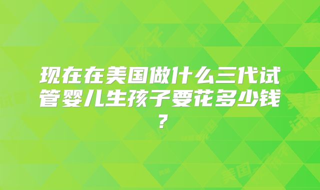 现在在美国做什么三代试管婴儿生孩子要花多少钱?