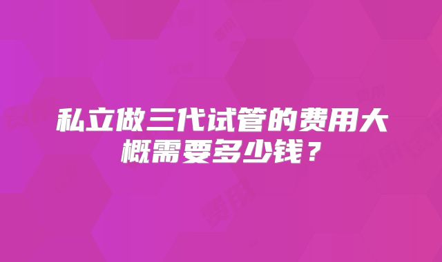 私立做三代试管的费用大概需要多少钱？