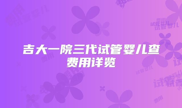吉大一院三代试管婴儿查费用详览