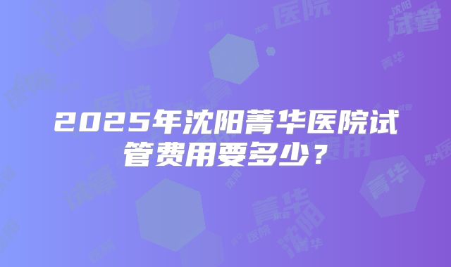 2025年沈阳菁华医院试管费用要多少？