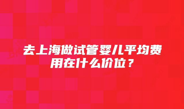 去上海做试管婴儿平均费用在什么价位？