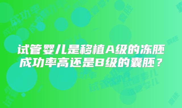 试管婴儿是移植A级的冻胚成功率高还是B级的囊胚？