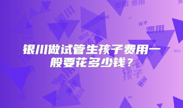 银川做试管生孩子费用一般要花多少钱？