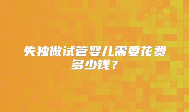 失独做试管婴儿需要花费多少钱？