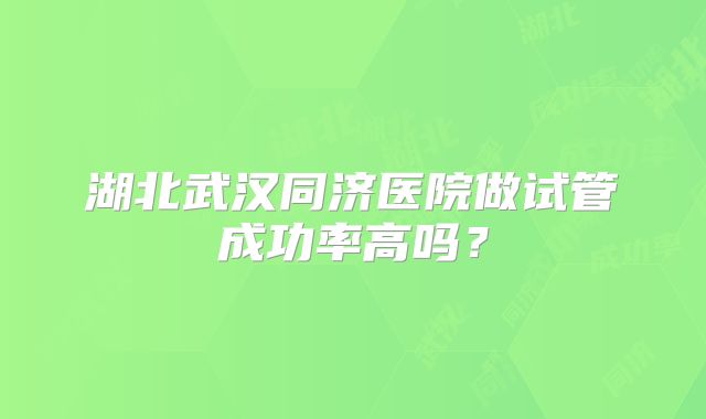 湖北武汉同济医院做试管成功率高吗？