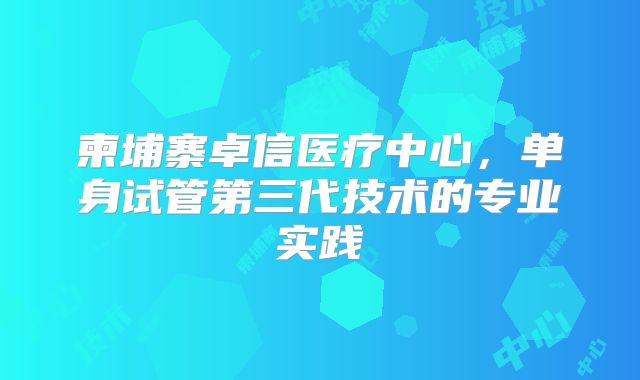 柬埔寨卓信医疗中心，单身试管第三代技术的专业实践