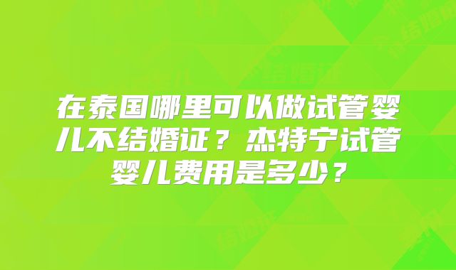 在泰国哪里可以做试管婴儿不结婚证？杰特宁试管婴儿费用是多少？