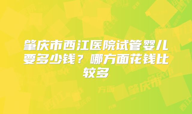 肇庆市西江医院试管婴儿要多少钱?哪方面花钱比较多