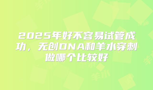 2025年好不容易试管成功，无创DNA和羊水穿刺做哪个比较好