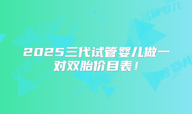 2025三代试管婴儿做一对双胎价目表!