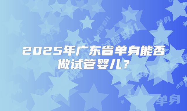 2025年广东省单身能否做试管婴儿？