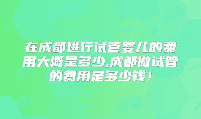 在成都进行试管婴儿的费用大概是多少,成都做试管的费用是多少钱!