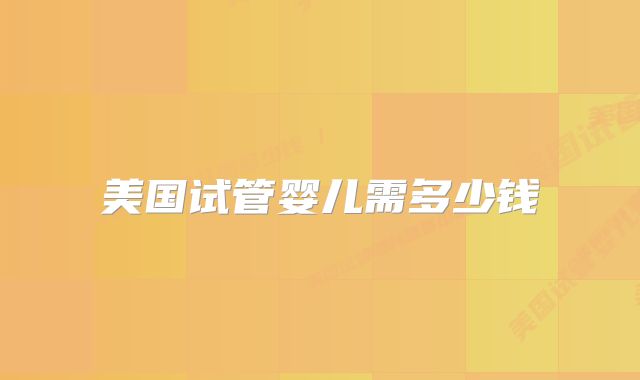 美国试管婴儿需多少钱