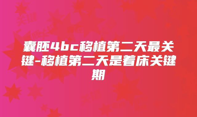 囊胚4bc移植第二天最关键-移植第二天是着床关键期