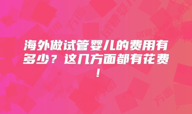 海外做试管婴儿的费用有多少?这几方面都有花费!